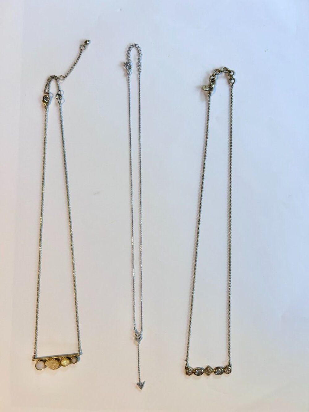 Dainty Crystal Necklaces - 2 Bar Necklaces & 1 Crystal Arrow